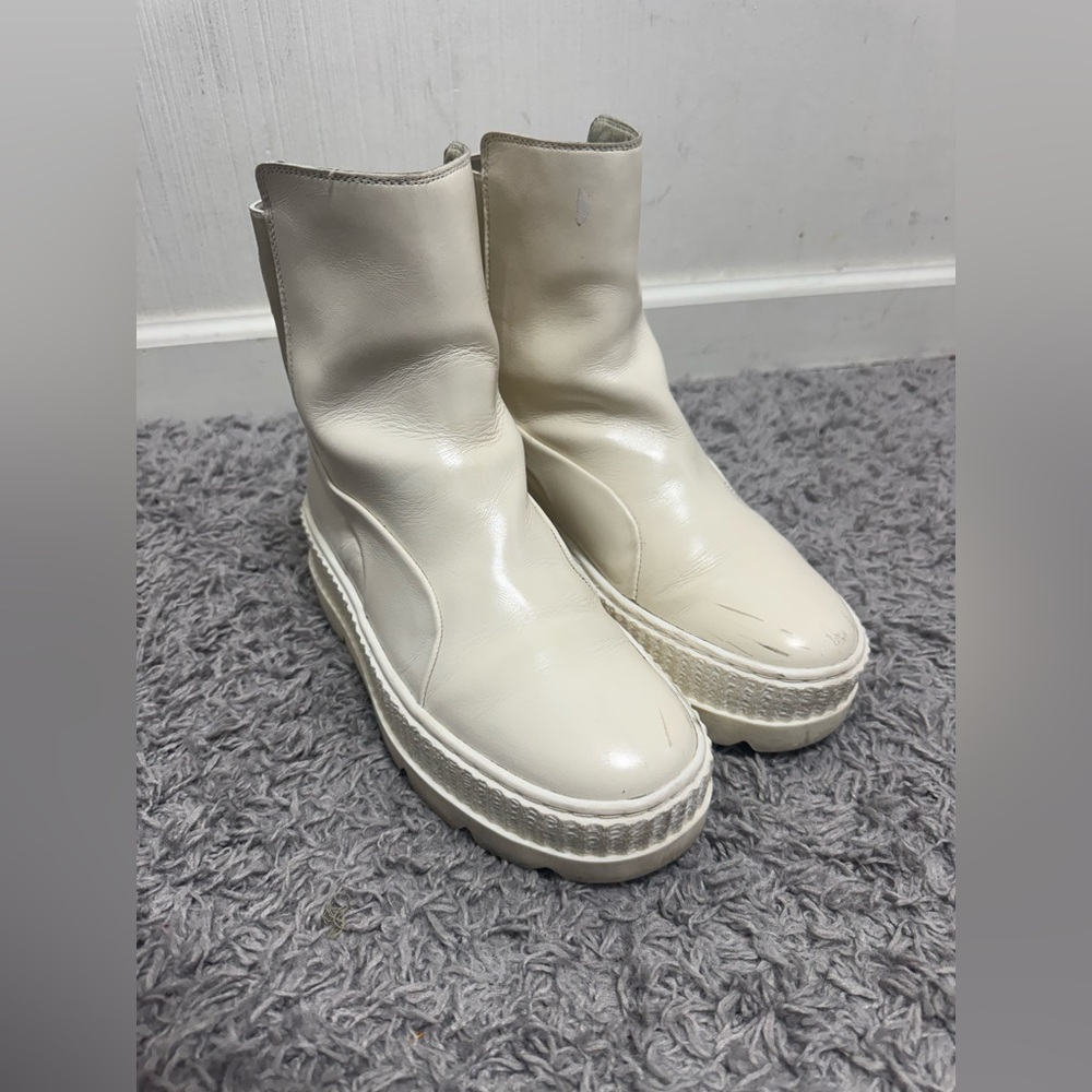 Puma 366266-02 Womens Fenty By Rihanna Chelsea Combat   Boots   Ankle  - White -